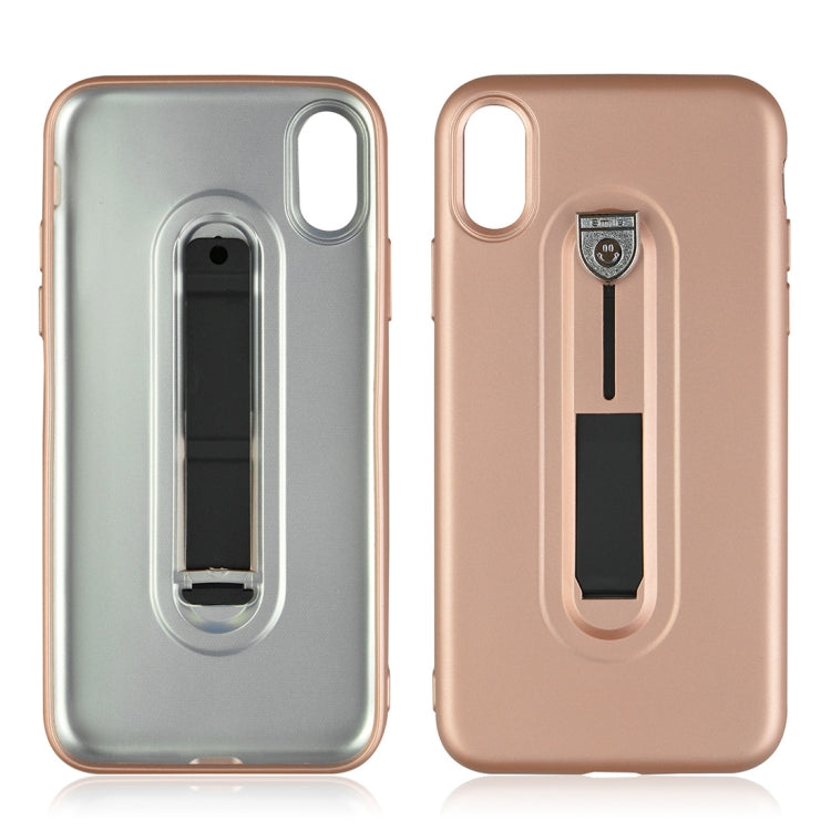 For iPhone X / XS Ultra-thin Frosted Soft TPU + PC Protective Back Case with Holder