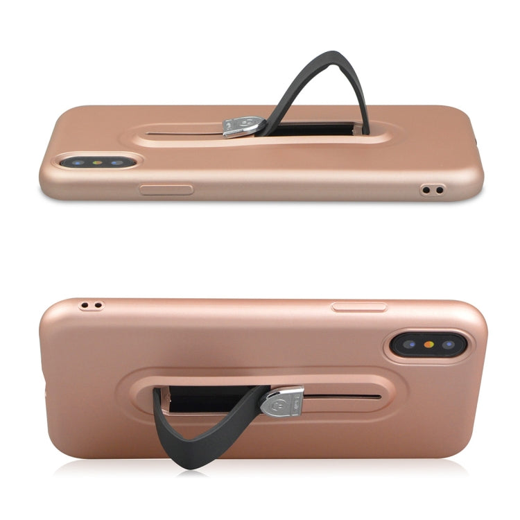 For iPhone X / XS Ultra-thin Frosted Soft TPU + PC Protective Back Case with Holder