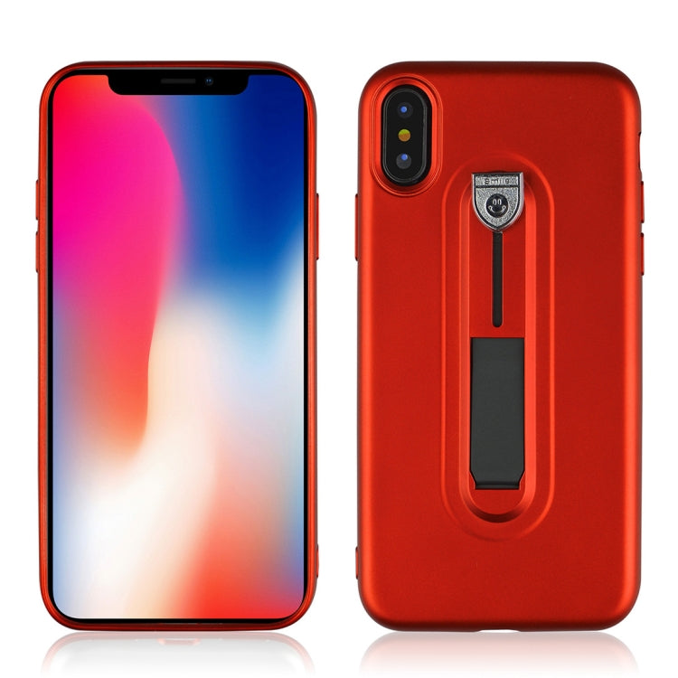 For iPhone X / XS Ultra-thin Frosted Soft TPU + PC Protective Back Case with Holder