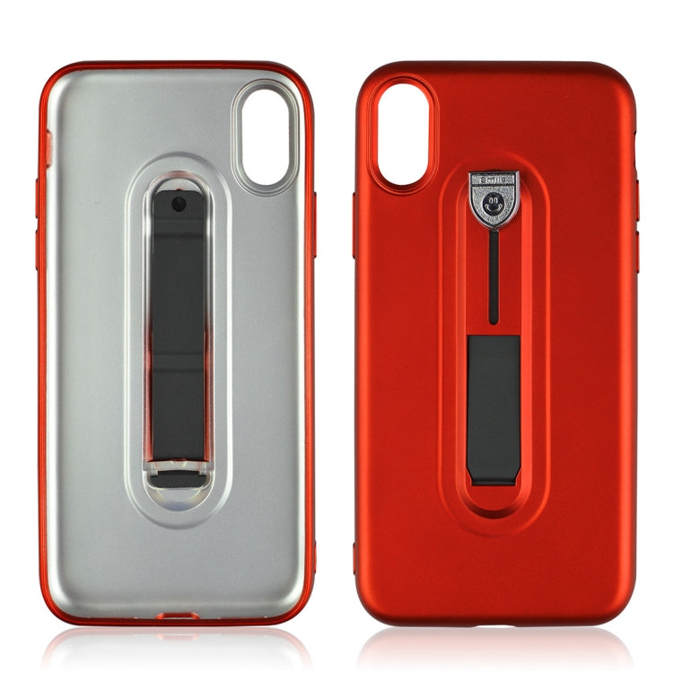 For iPhone X / XS Ultra-thin Frosted Soft TPU + PC Protective Back Case with Holder