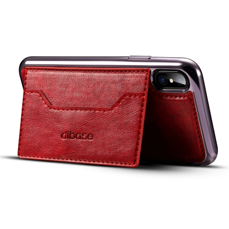 For iPhone X Dibase Electroplating TPU Crazy Horse Texture Protective Leather Case with Holder & Card Slots & Lanyard
