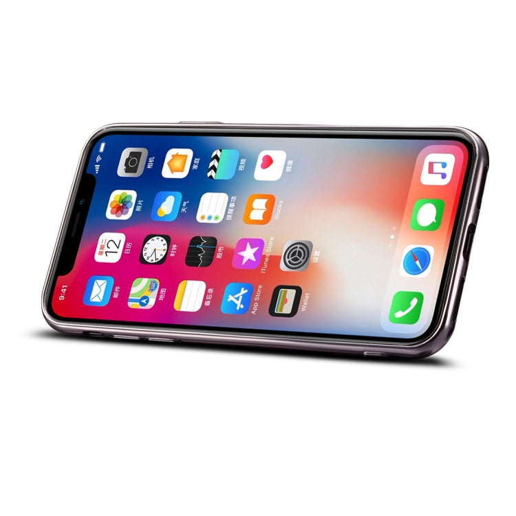 For iPhone X Dibase Electroplating TPU Crazy Horse Texture Protective Leather Case with Holder & Card Slots & Lanyard