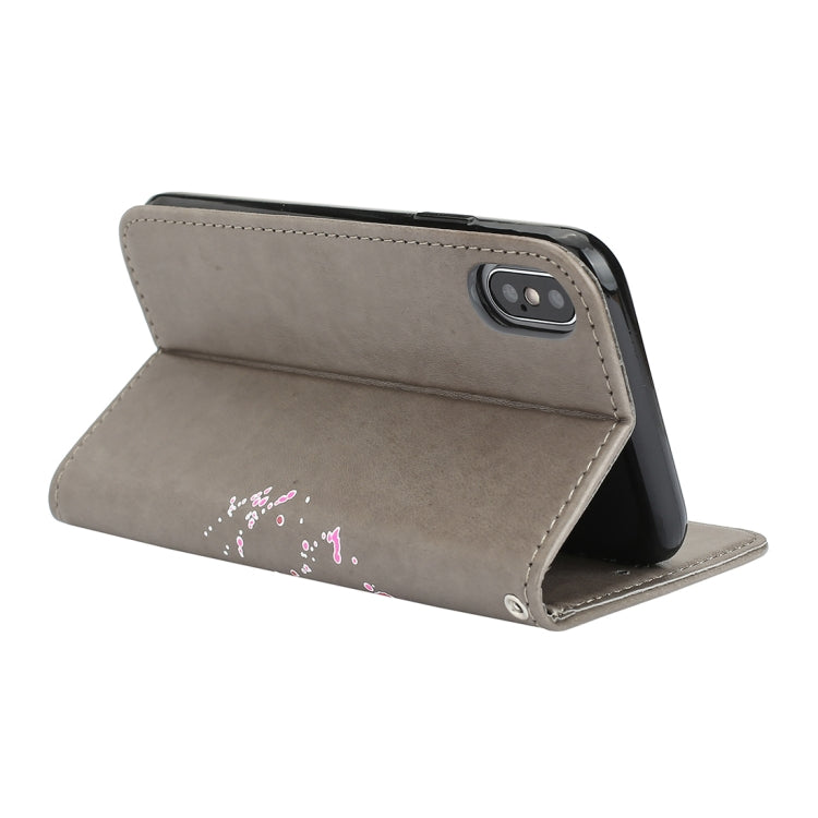 For iPhone X / XS Glittery Powder Flamingo Print Horizontal Flip Leather Case with Holder & Wallet & Card Slots & Photo Frame