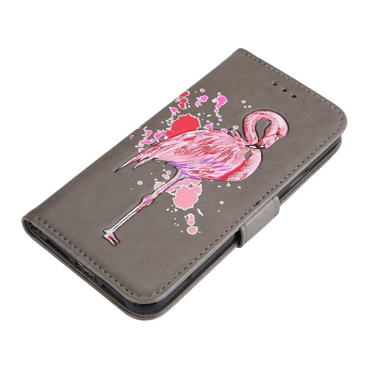 For iPhone X / XS Glittery Powder Flamingo Print Horizontal Flip Leather Case with Holder & Wallet & Card Slots & Photo Frame