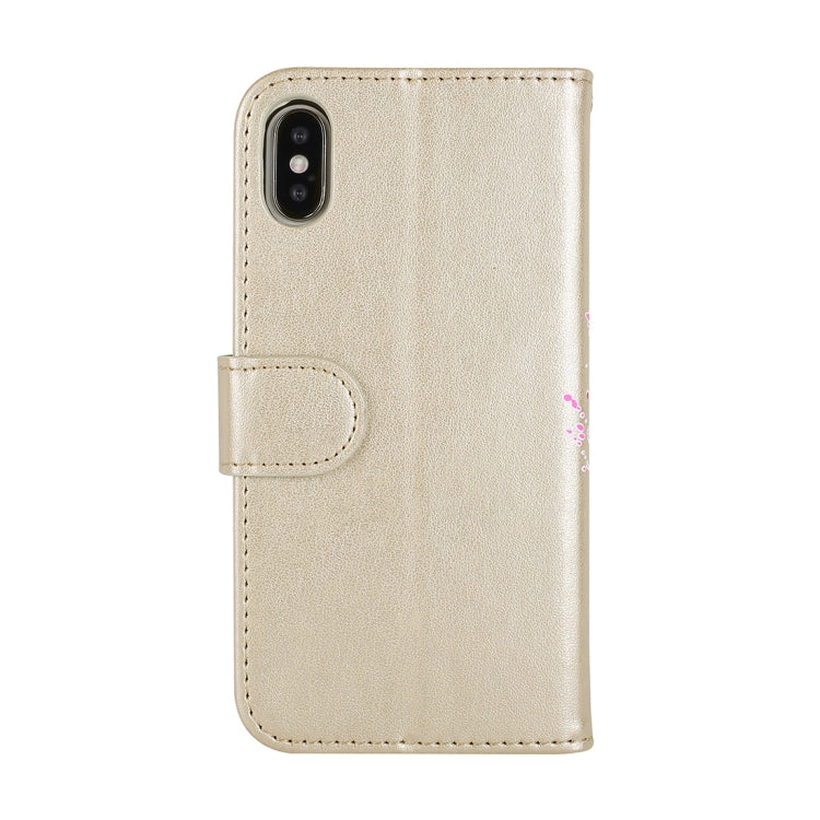 For iPhone X / XS Glittery Powder Flamingo Print Horizontal Flip Leather Case with Holder & Wallet & Card Slots & Photo Frame