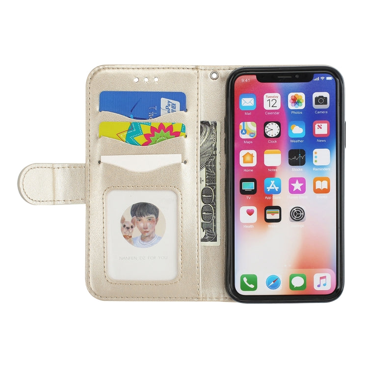 For iPhone X / XS Glittery Powder Flamingo Print Horizontal Flip Leather Case with Holder & Wallet & Card Slots & Photo Frame