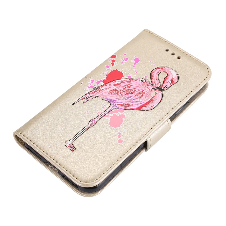 For iPhone X / XS Glittery Powder Flamingo Print Horizontal Flip Leather Case with Holder & Wallet & Card Slots & Photo Frame