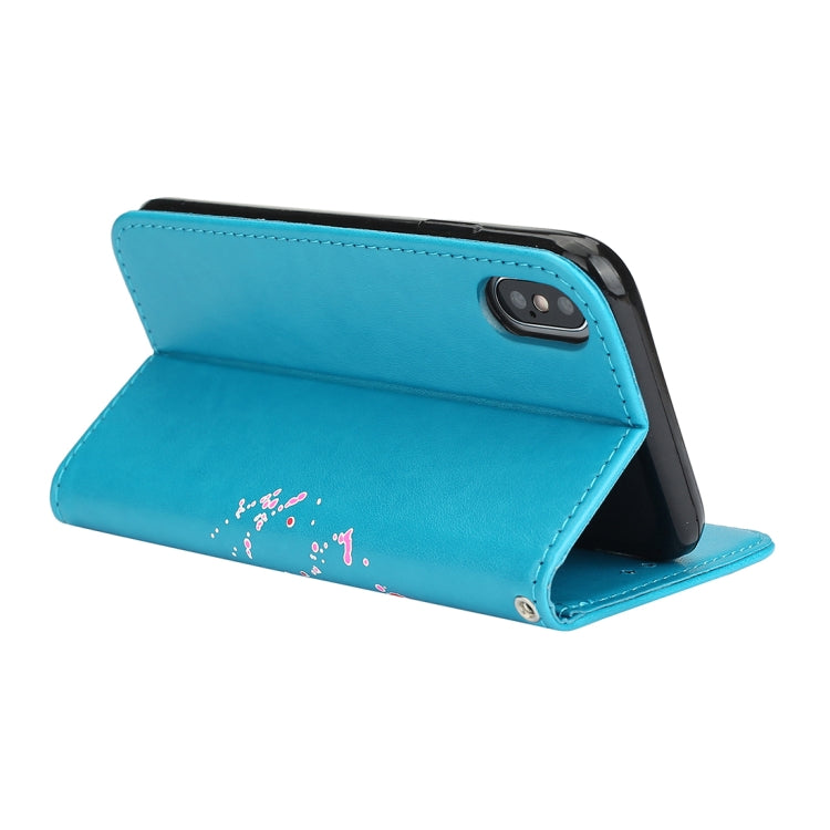 For iPhone X / XS Glittery Powder Flamingo Print Horizontal Flip Leather Case with Holder & Wallet & Card Slots & Photo Frame