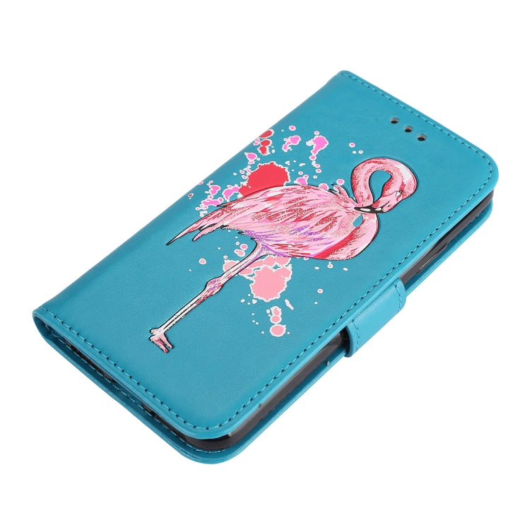 For iPhone X / XS Glittery Powder Flamingo Print Horizontal Flip Leather Case with Holder & Wallet & Card Slots & Photo Frame