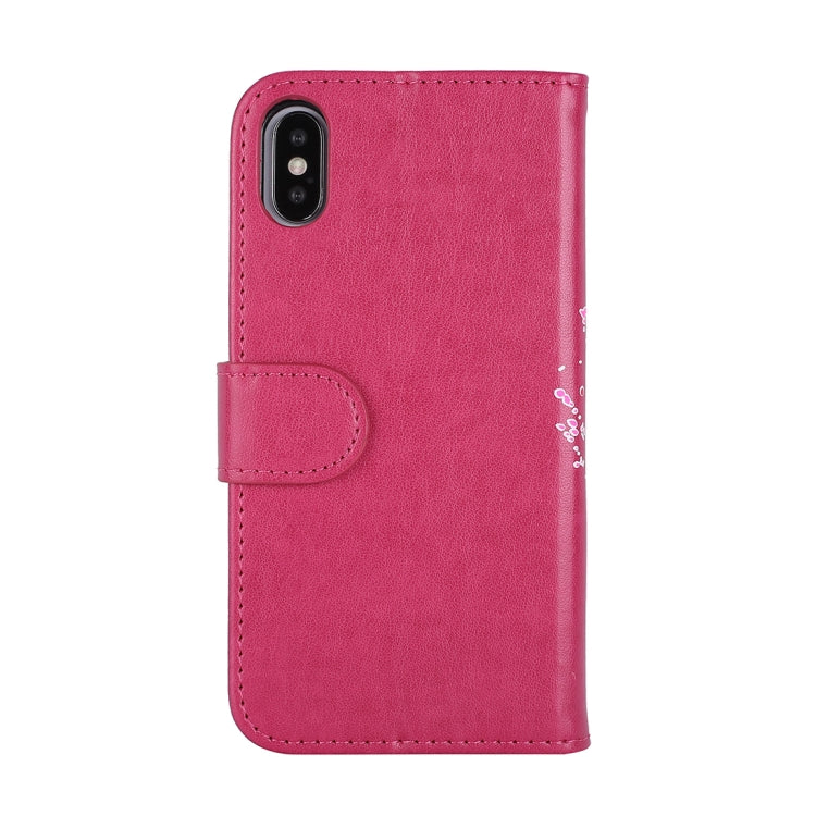 For iPhone X / XS Glittery Powder Flamingo Print Horizontal Flip Leather Case with Holder & Wallet & Card Slots & Photo Frame