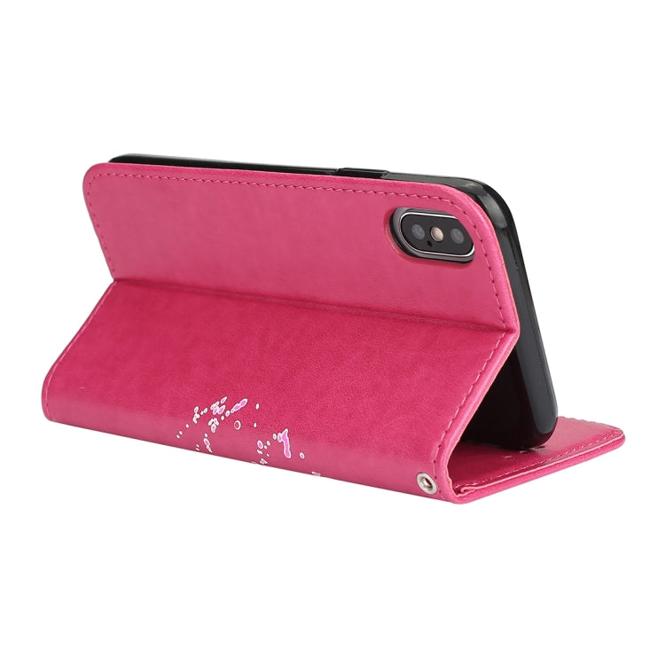 For iPhone X / XS Glittery Powder Flamingo Print Horizontal Flip Leather Case with Holder & Wallet & Card Slots & Photo Frame