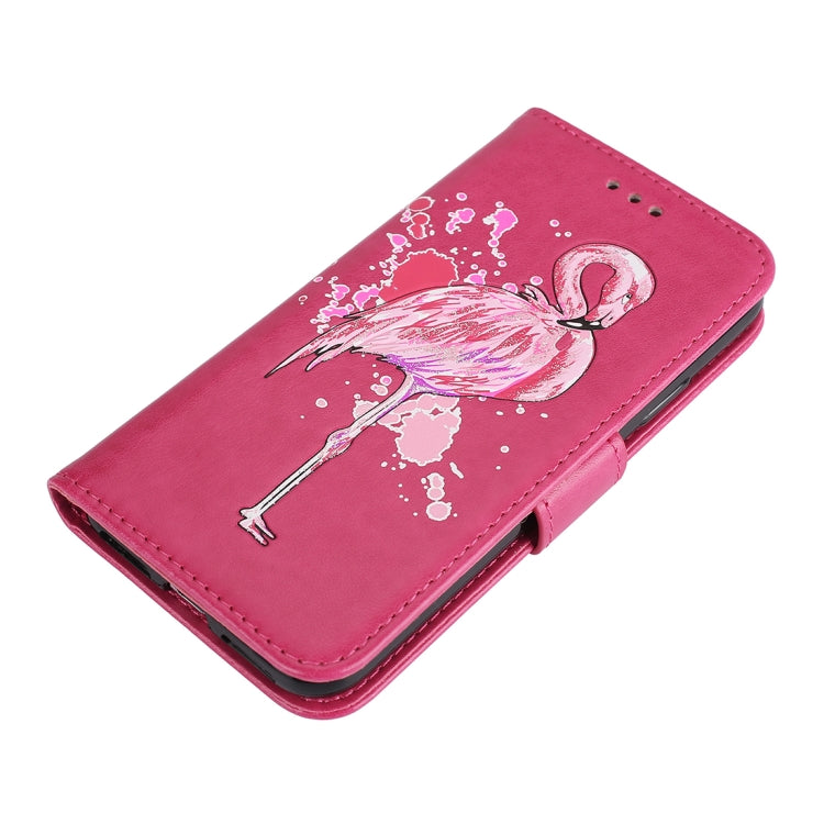 For iPhone X / XS Glittery Powder Flamingo Print Horizontal Flip Leather Case with Holder & Wallet & Card Slots & Photo Frame