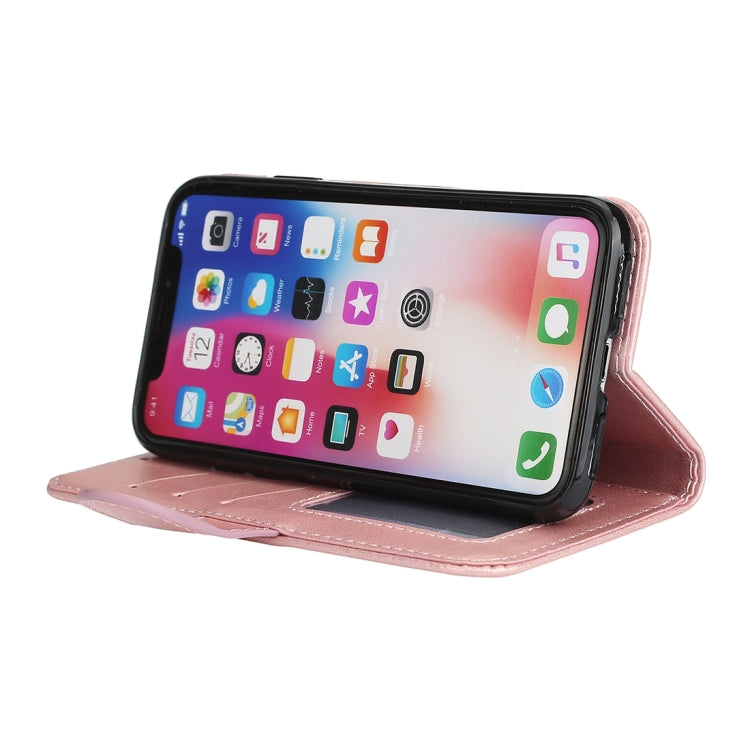 For iPhone X / XS Glittery Powder Flamingo Print Horizontal Flip Leather Case with Holder & Wallet & Card Slots & Photo Frame