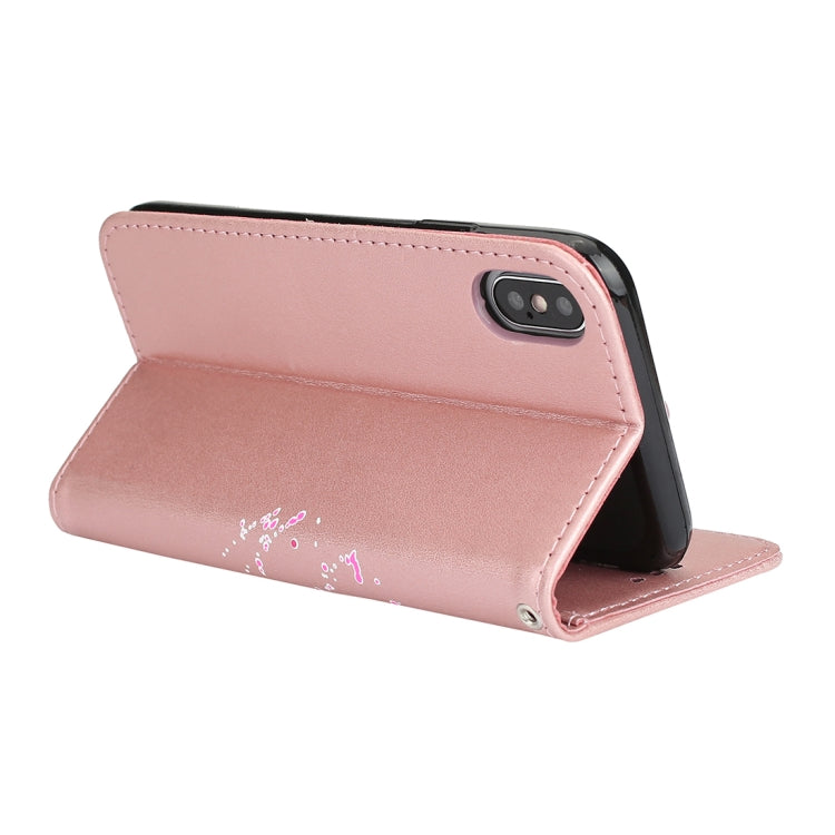 For iPhone X / XS Glittery Powder Flamingo Print Horizontal Flip Leather Case with Holder & Wallet & Card Slots & Photo Frame