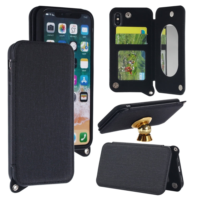 For iPhone X / XS Protective Back Case Cover with Card Slot & Photo Frame & Holder & Mirror