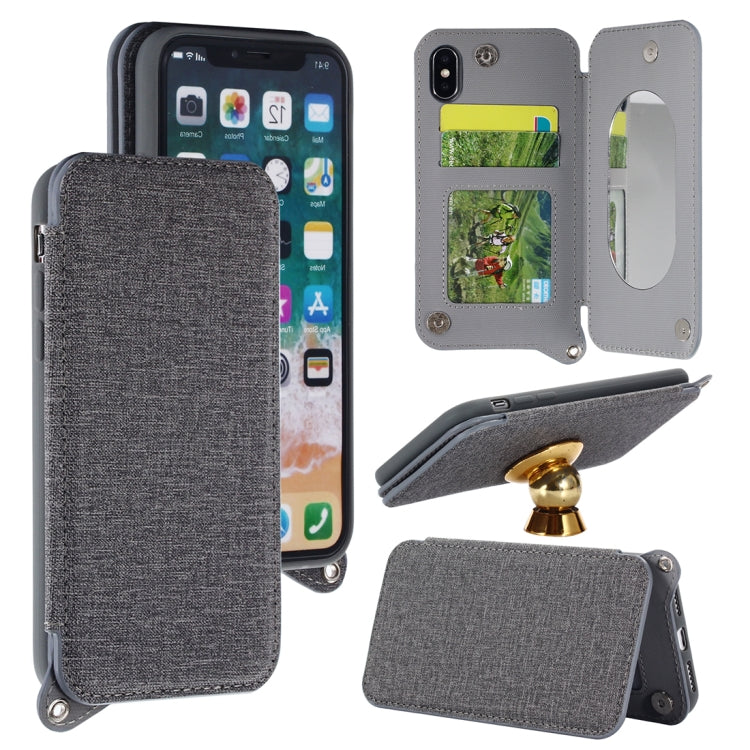 For iPhone X / XS Protective Back Case Cover with Card Slot & Photo Frame & Holder & Mirror