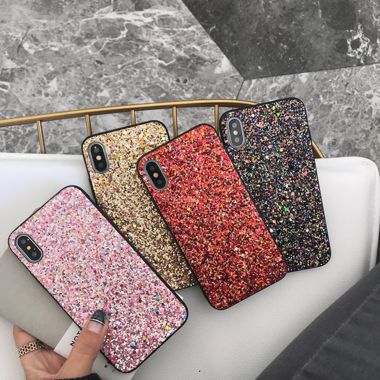 For iPhone X / XS Glitter Powder Style Full Coverage Protective Back Case