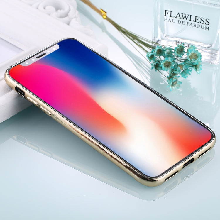 For iPhone X / XS 3D Litchi Texture Electroplating Soft TPU Protective Cover Case