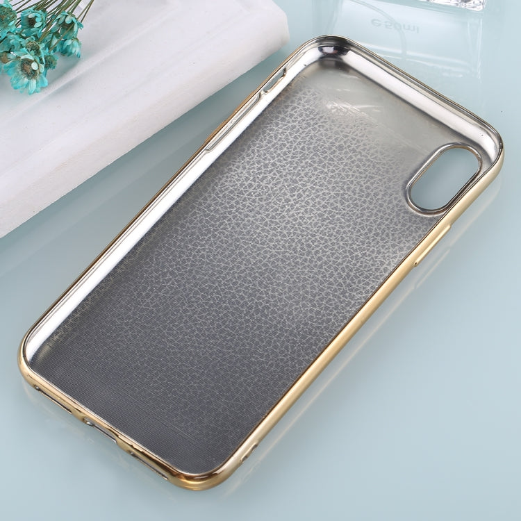 For iPhone X / XS 3D Litchi Texture Electroplating Soft TPU Protective Cover Case