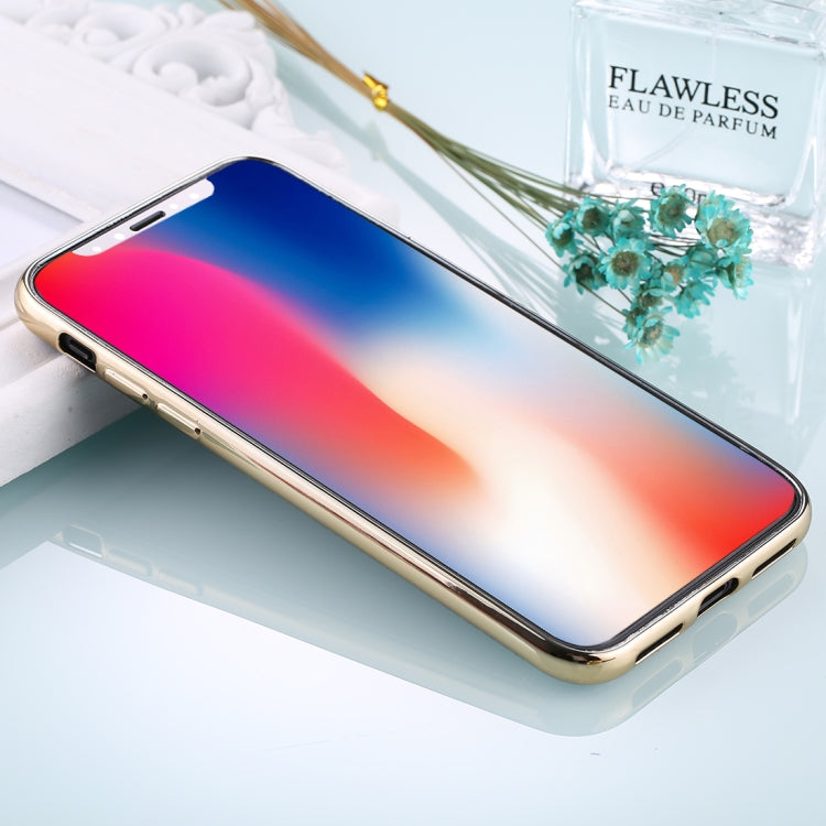 For iPhone X / XS 3D Litchi Texture Electroplating Soft TPU Protective Cover Case