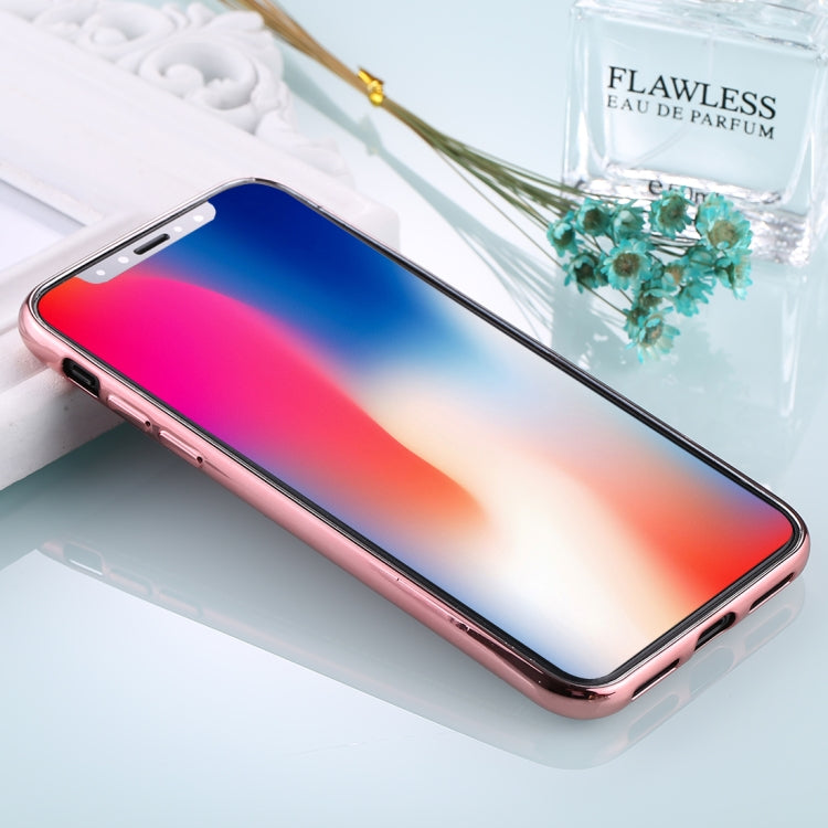 For iPhone X / XS 3D Litchi Texture Electroplating Soft TPU Protective Cover Case