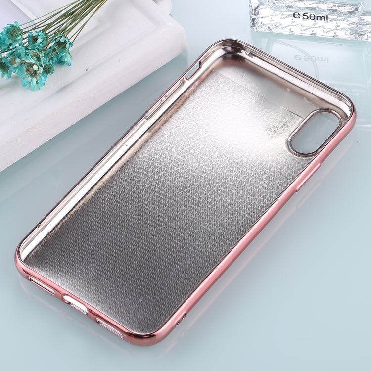 For iPhone X / XS 3D Litchi Texture Electroplating Soft TPU Protective Cover Case