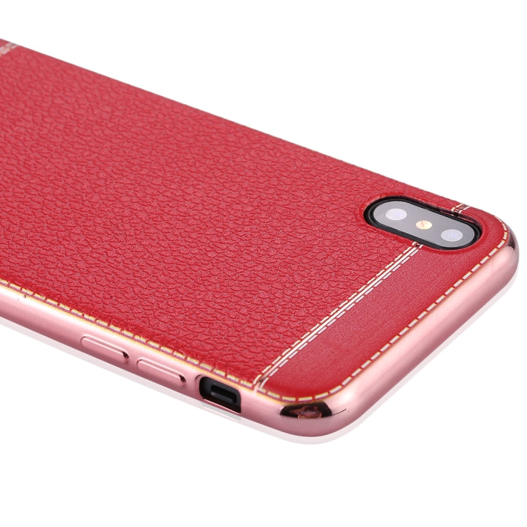 For iPhone X / XS 3D Litchi Texture Electroplating Soft TPU Protective Cover Case