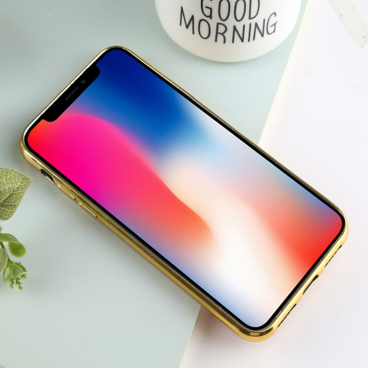 For iPhone X / XS 3D Litchi Texture Electroplating Soft TPU Protective Cover Case