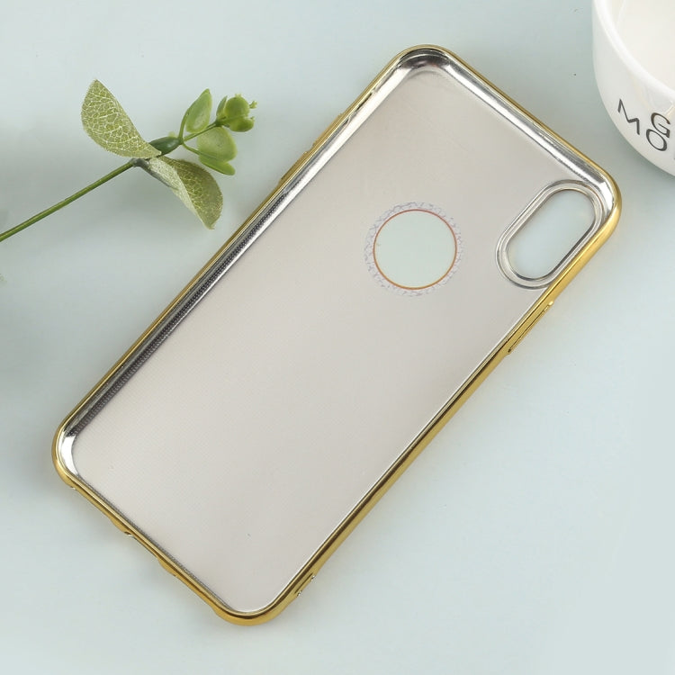 For iPhone X / XS 3D Litchi Texture Electroplating Soft TPU Protective Cover Case