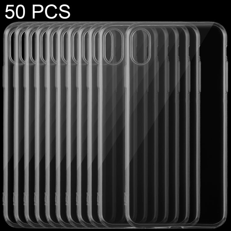 For iPhone XS 50pcs 0.75mm TPU Ultra-thin Transparent Case