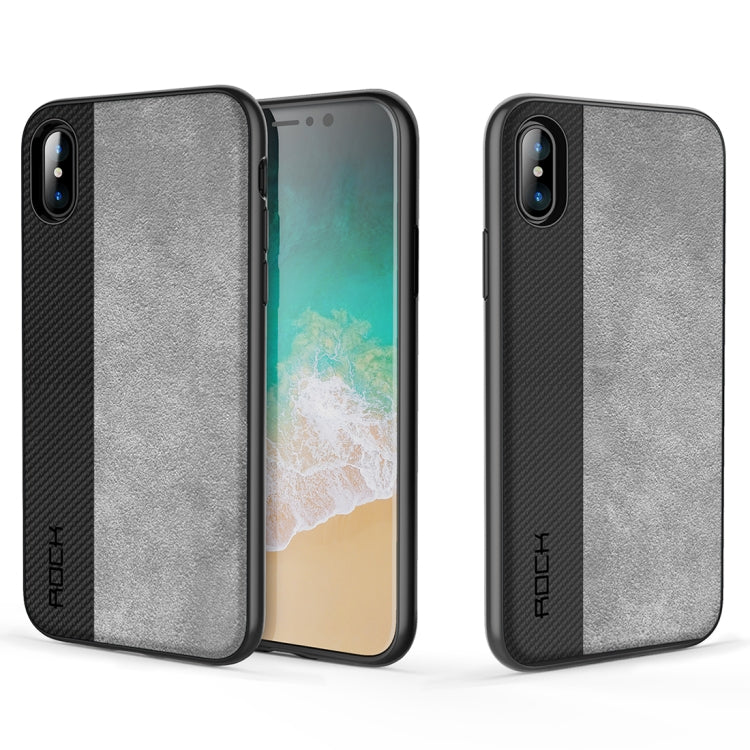 For iPhone X / XS ROCK Origin Pro Series Business Style Contrast Color TPU + PU Protective Case(Black)