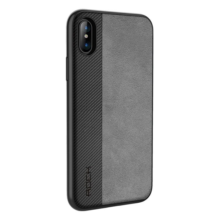 For iPhone X / XS ROCK Origin Pro Series Business Style Contrast Color TPU + PU Protective Case(Black)