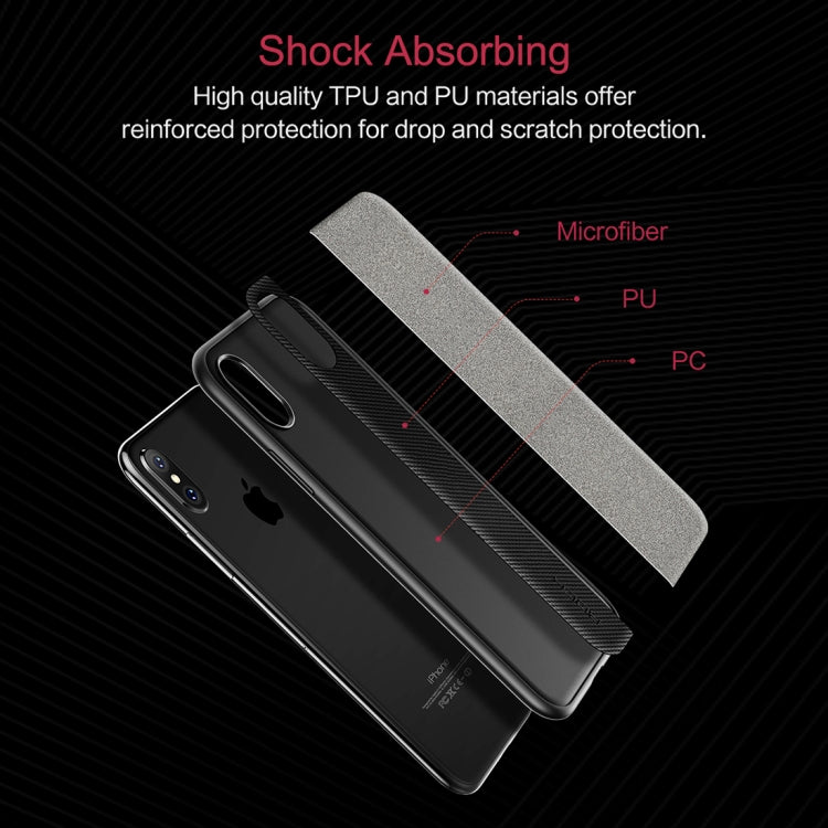 For iPhone X / XS ROCK Origin Pro Series Business Style Contrast Color TPU + PU Protective Case(Black)