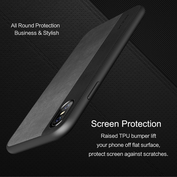 For iPhone X / XS ROCK Origin Pro Series Business Style Contrast Color TPU + PU Protective Case(Black)