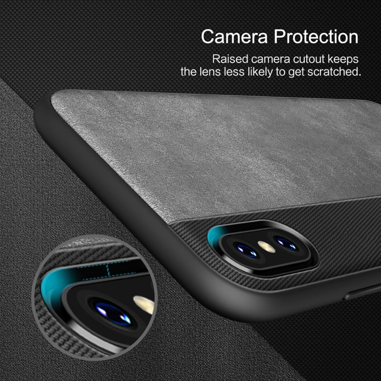 For iPhone X / XS ROCK Origin Pro Series Business Style Contrast Color TPU + PU Protective Case(Black)