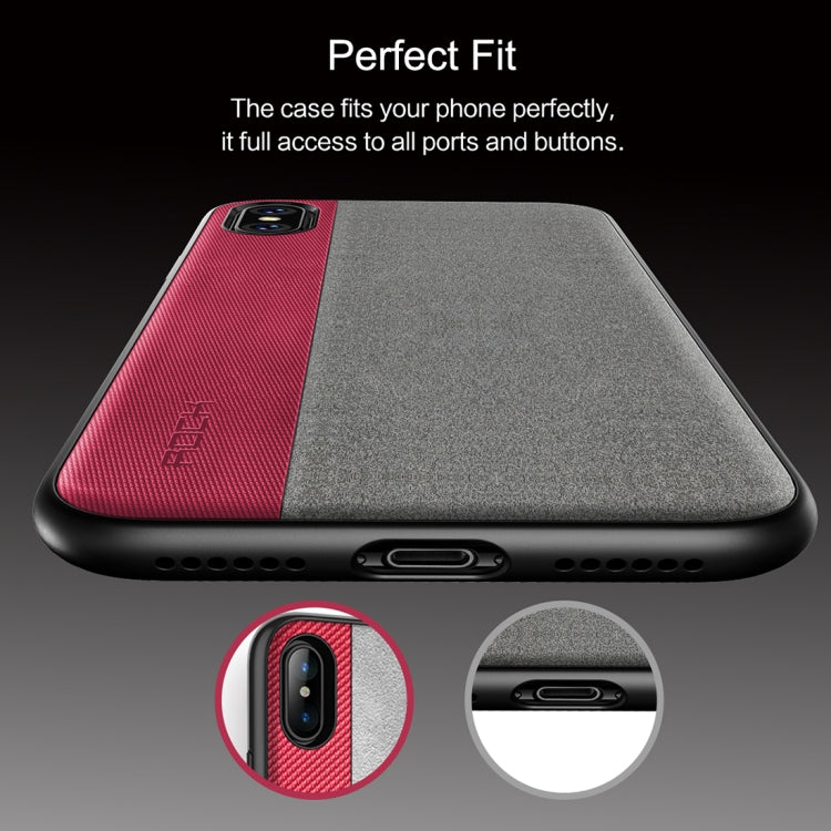 For iPhone X / XS ROCK Origin Pro Series Business Style Contrast Color TPU + PU Protective Case(Black)