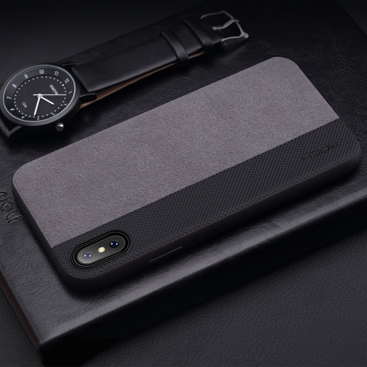 For iPhone X / XS ROCK Origin Pro Series Business Style Contrast Color TPU + PU Protective Case(Black)