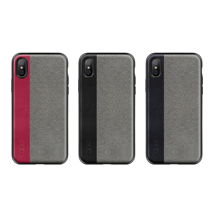 For iPhone X / XS ROCK Origin Pro Series Business Style Contrast Color TPU + PU Protective Case(Black)