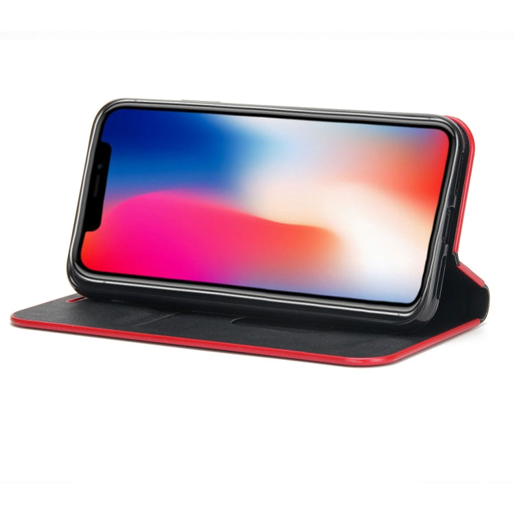 For iPhone X / XS Cowhide Texture PC Bumper Frame Strong Magnetic Adsorption Horizontal Flip Leather Case with Holder & Card Slots