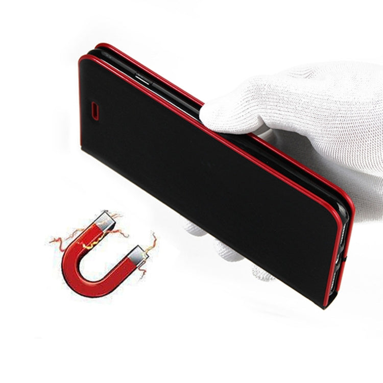 For iPhone X / XS Cowhide Texture PC Bumper Frame Strong Magnetic Adsorption Horizontal Flip Leather Case with Holder & Card Slots