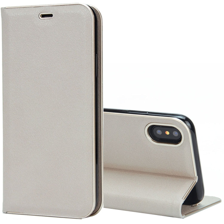For iPhone X / XS Cowhide Texture PC Bumper Frame Strong Magnetic Adsorption Horizontal Flip Leather Case with Holder & Card Slots