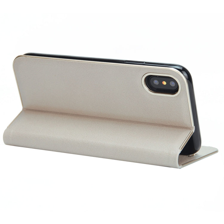 For iPhone X / XS Cowhide Texture PC Bumper Frame Strong Magnetic Adsorption Horizontal Flip Leather Case with Holder & Card Slots