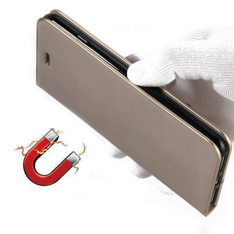 For iPhone X / XS Cowhide Texture PC Bumper Frame Strong Magnetic Adsorption Horizontal Flip Leather Case with Holder & Card Slots