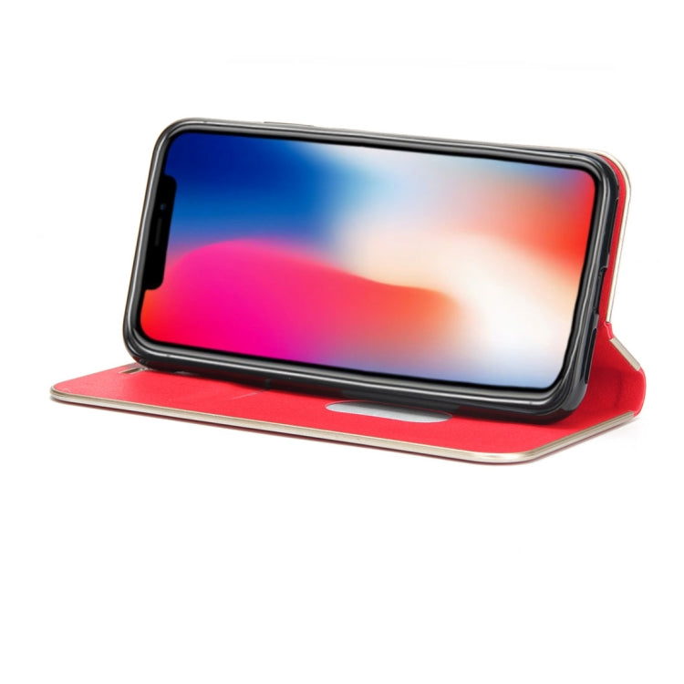 For iPhone X / XS Cowhide Texture PC Bumper Frame Strong Magnetic Adsorption Horizontal Flip Leather Case with Holder & Card Slots