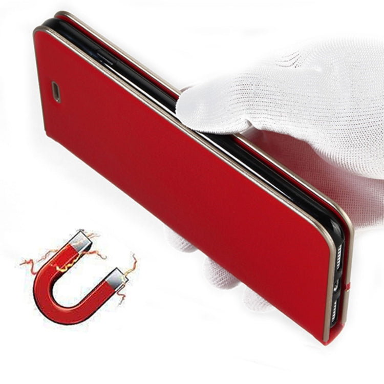 For iPhone X / XS Cowhide Texture PC Bumper Frame Strong Magnetic Adsorption Horizontal Flip Leather Case with Holder & Card Slots