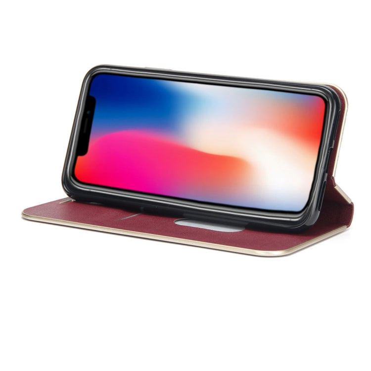 For iPhone X / XS Cowhide Texture PC Bumper Frame Strong Magnetic Adsorption Horizontal Flip Leather Case with Holder & Card Slots
