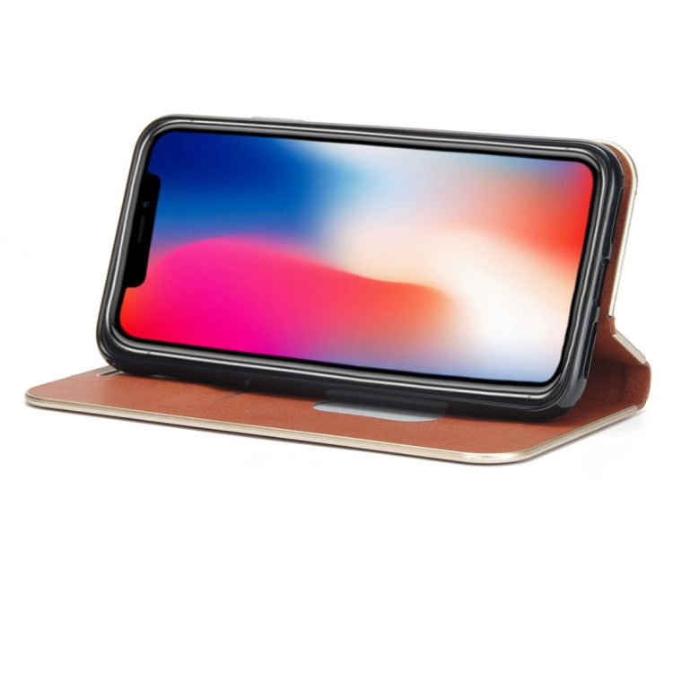 For iPhone X / XS Cowhide Texture PC Bumper Frame Strong Magnetic Adsorption Horizontal Flip Leather Case with Holder & Card Slots