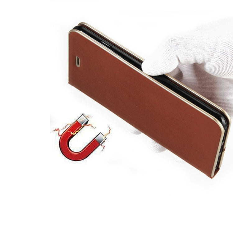 For iPhone X / XS Cowhide Texture PC Bumper Frame Strong Magnetic Adsorption Horizontal Flip Leather Case with Holder & Card Slots