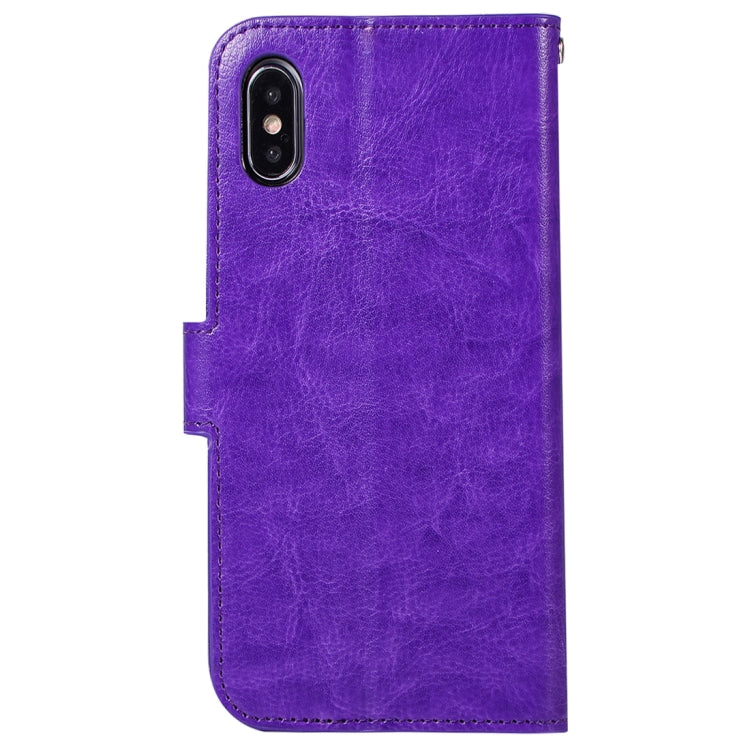 For iPhone X / XS Crazy Horse Texture Horizontal Flip Leather Case with Holder & Card Slots & Wallet & Photo Frame