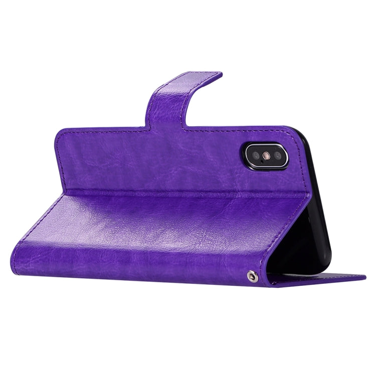 For iPhone X / XS Crazy Horse Texture Horizontal Flip Leather Case with Holder & Card Slots & Wallet & Photo Frame